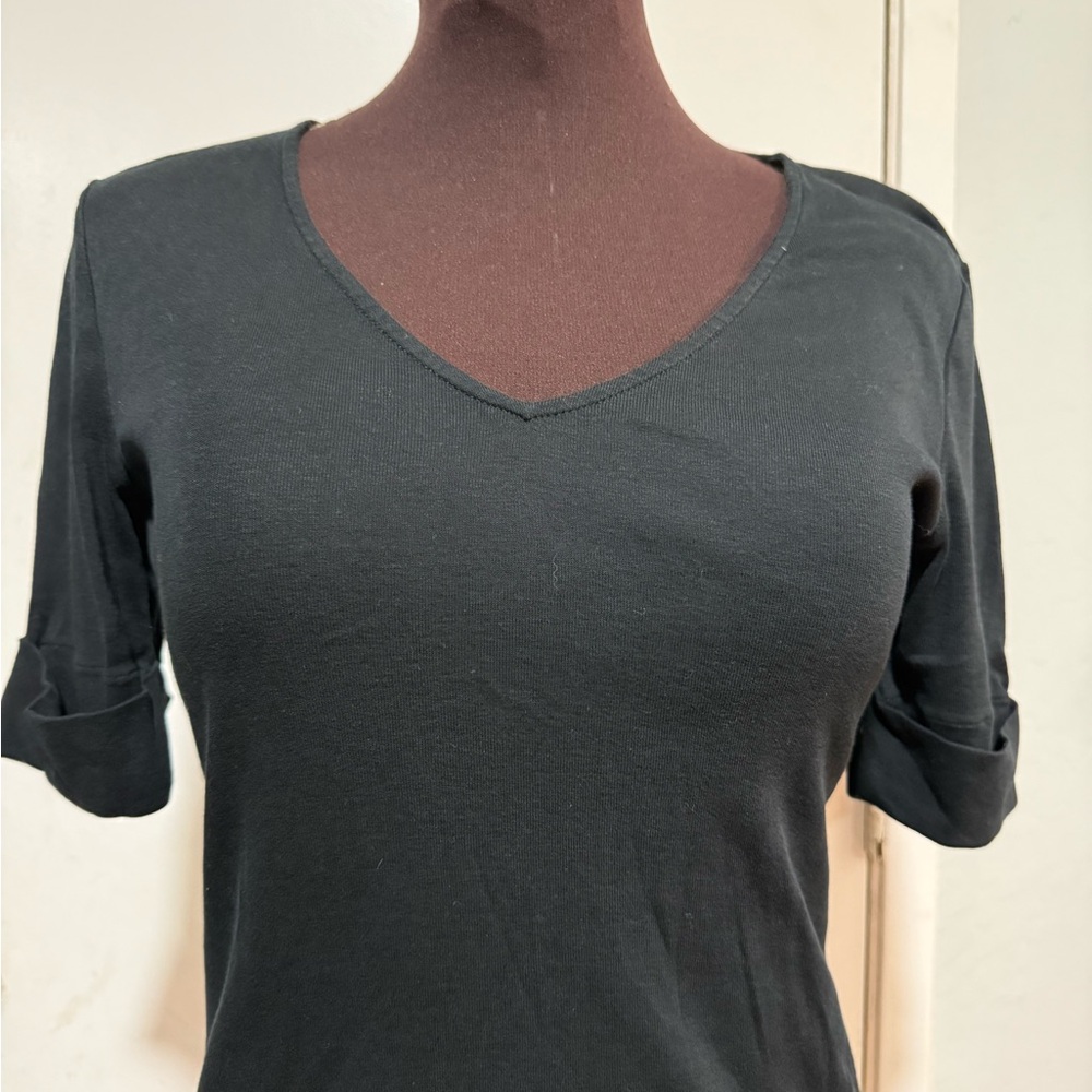Lauren Ralph Lauren Gray Fitted Cuffed Sleeve T-Shirt